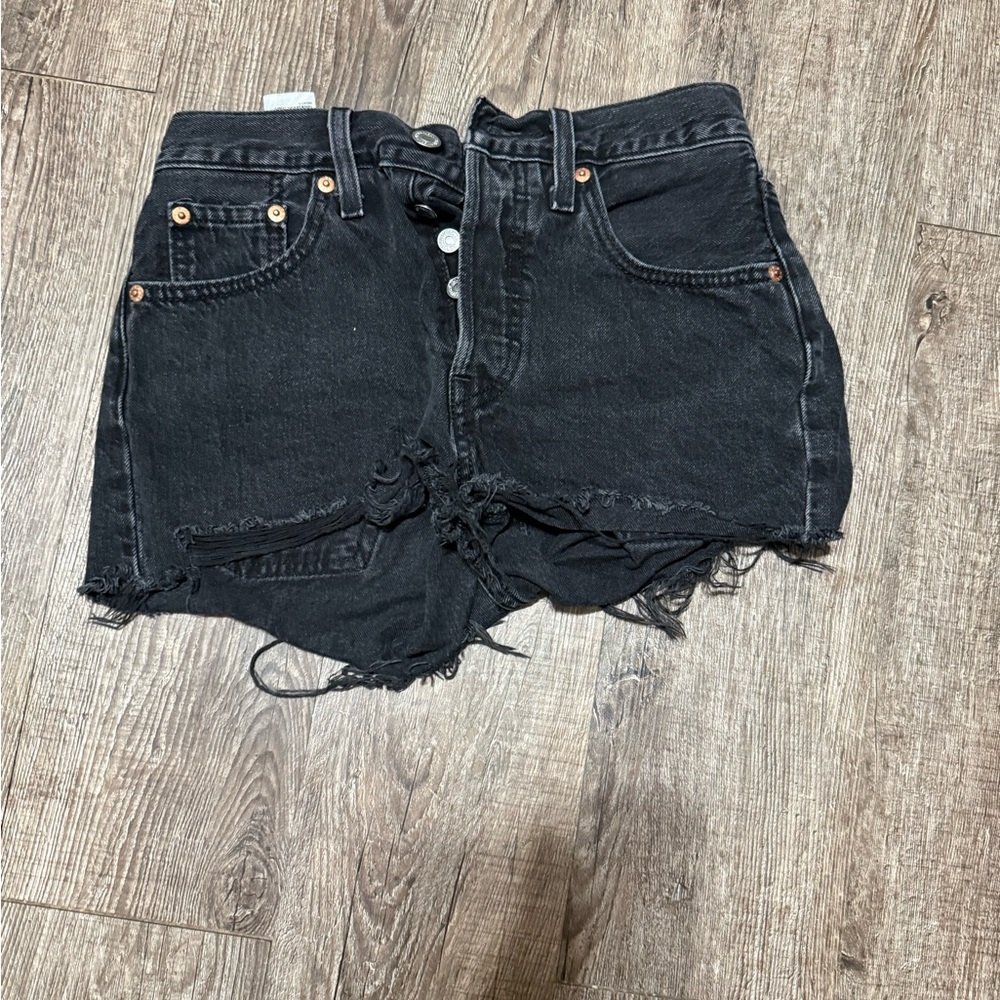 Levi's Black Frayed Jean Shorts